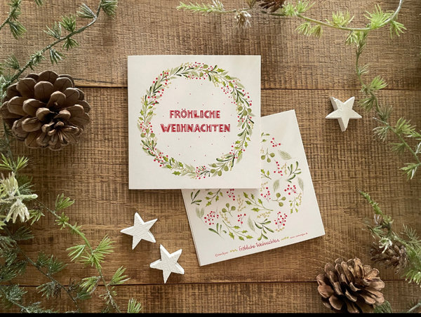 Klappkarte "Fröhliche Weihnachten" mit Kuvert