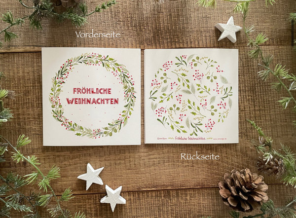 3er SET - Klappkarte "Fröhliche Weihnachten" mit Kuvert